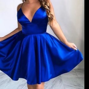 Blue dress with v neck